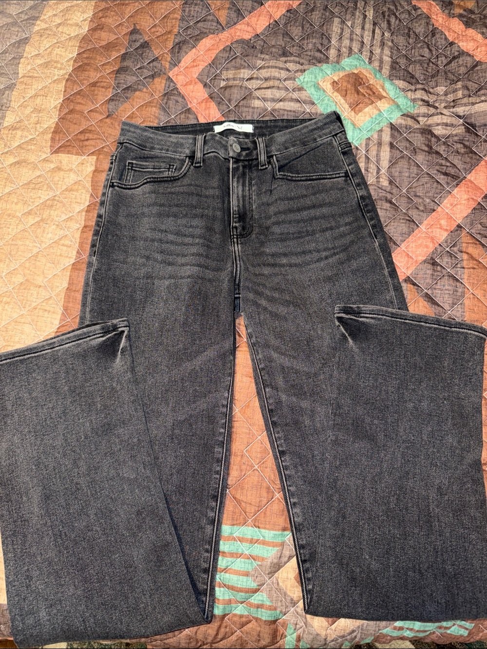 Willow & Root High Rise Straight Leg Jeans - Washed Black